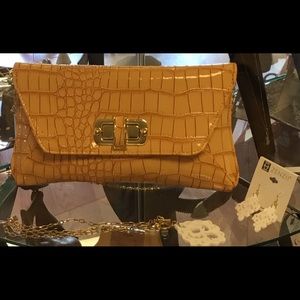 Yellow Alligator Style Clutch/ Handbag Purse